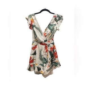 Tropical Print Tie Back Romper